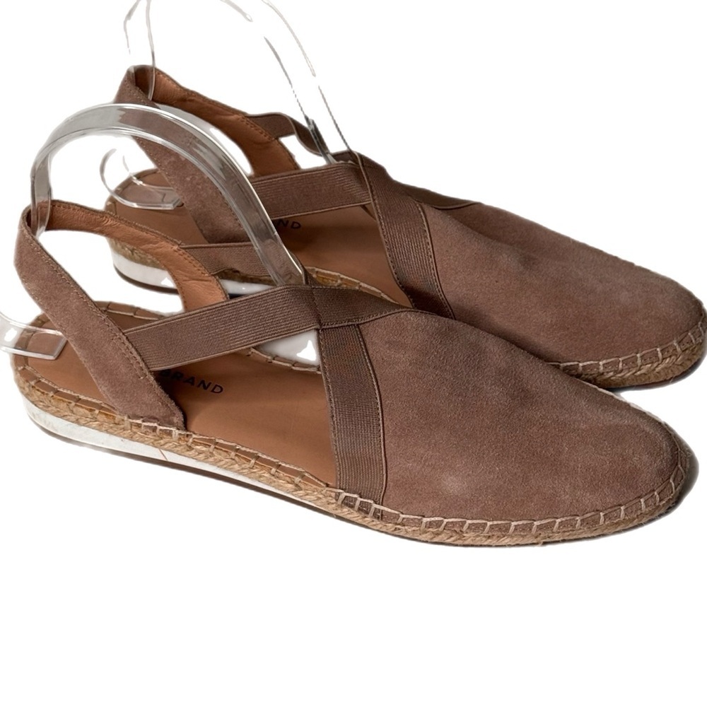 Lucky Brand Rifka Suede Canvas Slingback Espadrille Covered Toe Sandal Sz 10.5